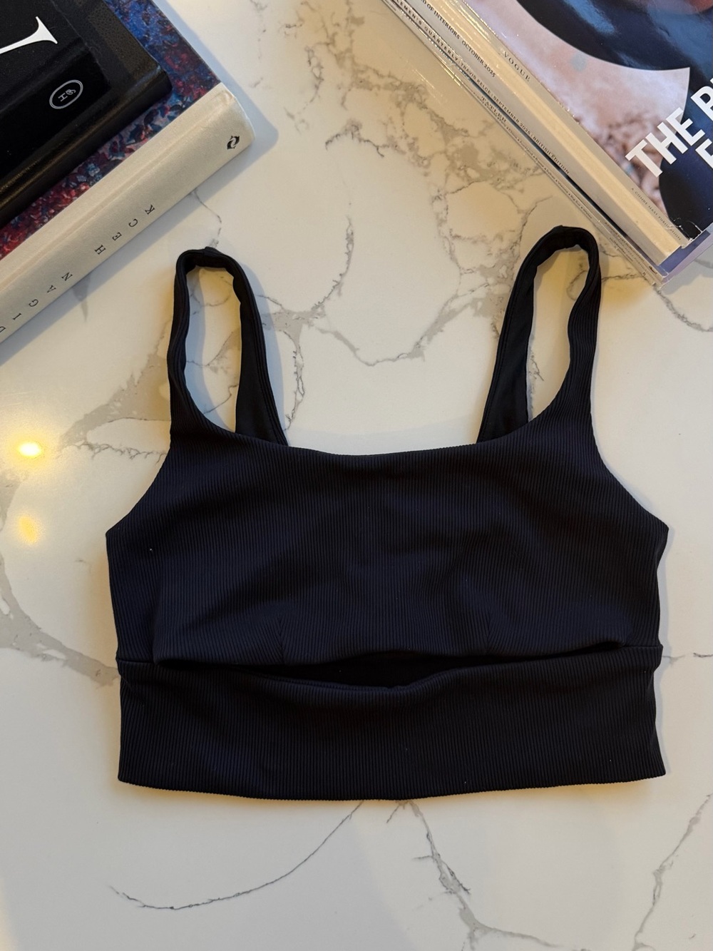 ALO Yoga Slit Bra- Ribbed Crop Tank Top sz Large